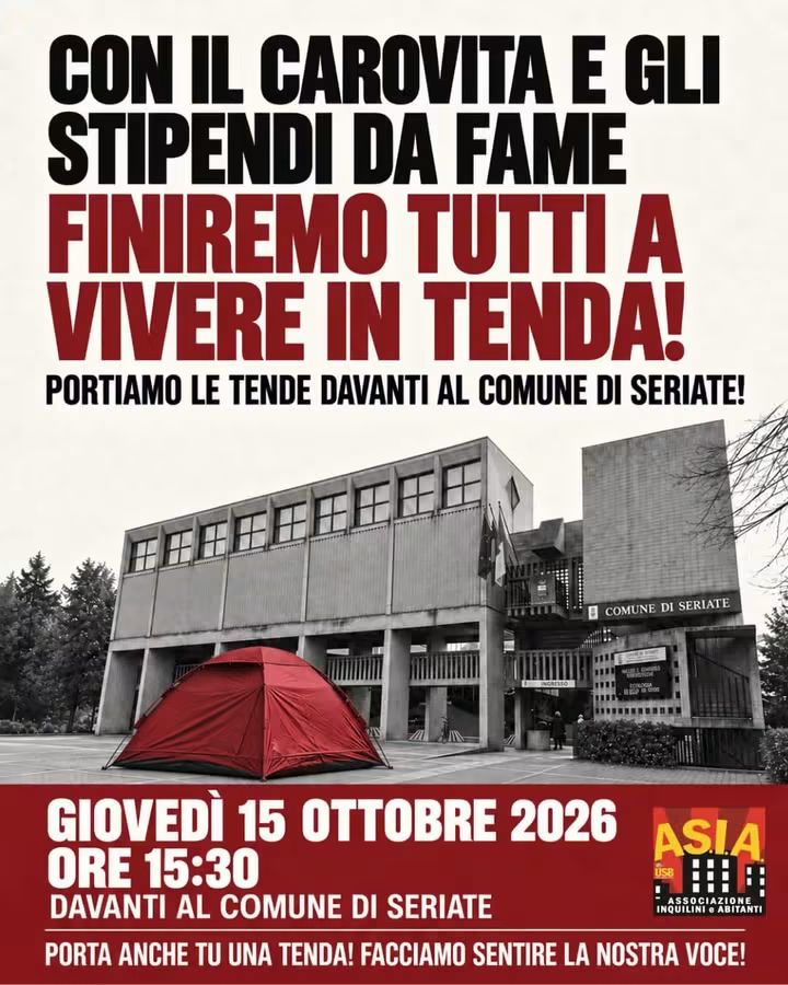 Presidio a Seriate: la crisi abitativa non si risolve rinviando gli&nbsp;sfratti